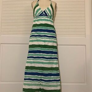 Linen/Cotton Striped Halter Maxi Dress Size M